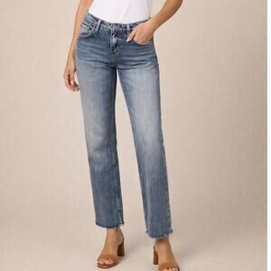 L'Agence Milana Low Rise Cropped Straight Jeans in Ravine Blue size 26